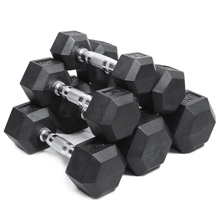 Hexagonal Fixed Dumbbells Men's Fitness Equipment Home Ladies Rubber Dumbbells