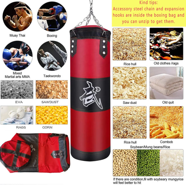 Punch Sandbag Durable Boxing Heavy Punch Bag With Metal Chain