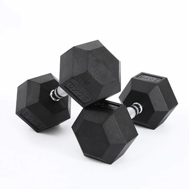 Hexagonal Fixed Dumbbells Men's Fitness Equipment Home Ladies Rubber Dumbbells