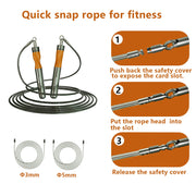 Fitness Jump Rope, anti-tangle racing rope, aluminum alloy handle, buckl